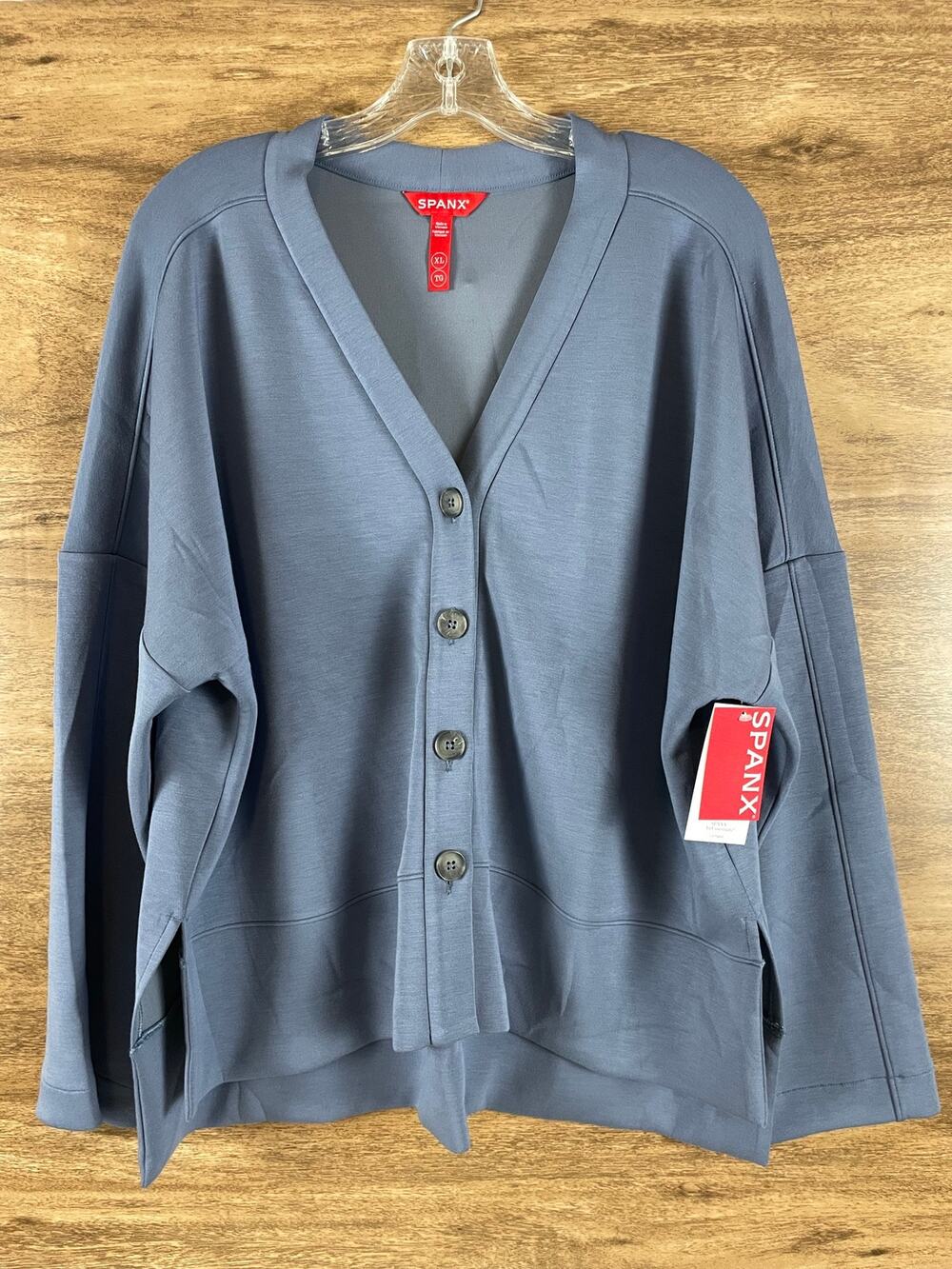 NWT Spanx AirEssentials Cardigan Blue XL V-Neck Modal Travel Sweater